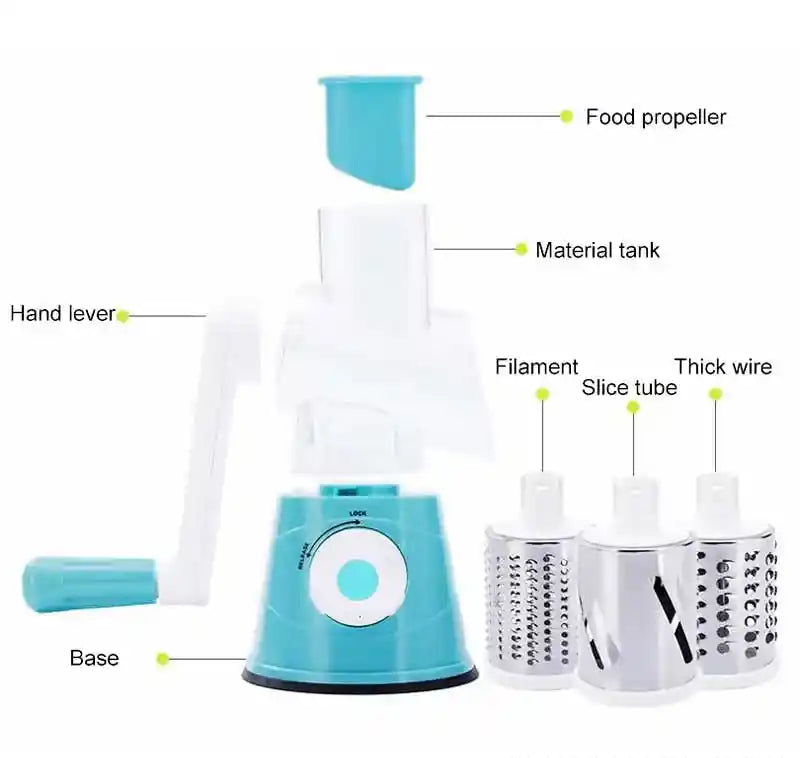 3 in 1 Manual Rotary Vegetable Drum Cutter
