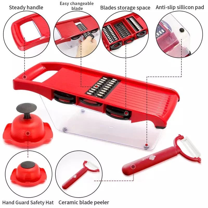Creative 6 in 1 Vegetable Cutter, Multi Cutter Grater for Vegetables, Dicing Blades Slicer Shredder, Drain Grater Chopper Kitchen Accessories Tool,  Mandolin Slicer Vegetable Grater