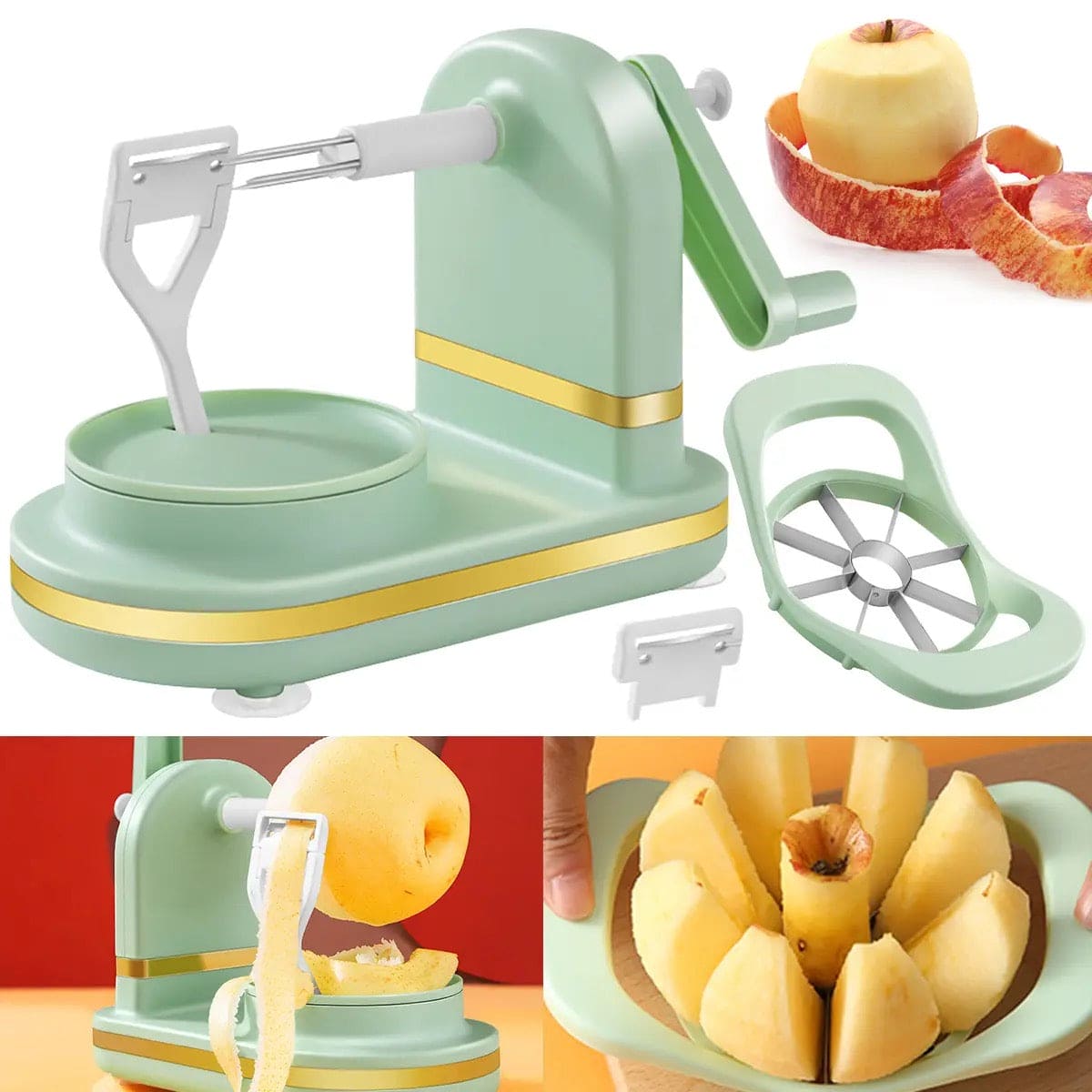 Manual Fruit Peeler, Hand Crank Fruit Peeler, Multifunction Suction Quick Peeler, Kitchen Pear Peeler Cutter Slicer, Fruit Vegetable Peeler, Apple Slicing Shaving Slicer, Multifunction Manual Rotary Slicer, Hand Cracked Peeler, Household Kitchen Gadget