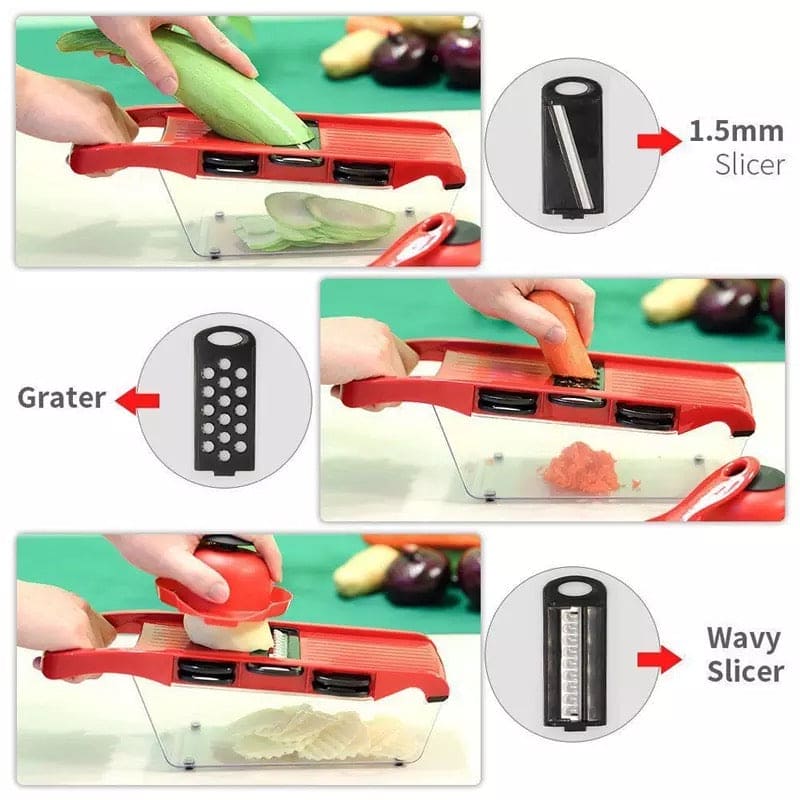 Creative 6 in 1 Vegetable Cutter, Multi Cutter Grater for Vegetables, Dicing Blades Slicer Shredder, Drain Grater Chopper Kitchen Accessories Tool,  Mandolin Slicer Vegetable Grater